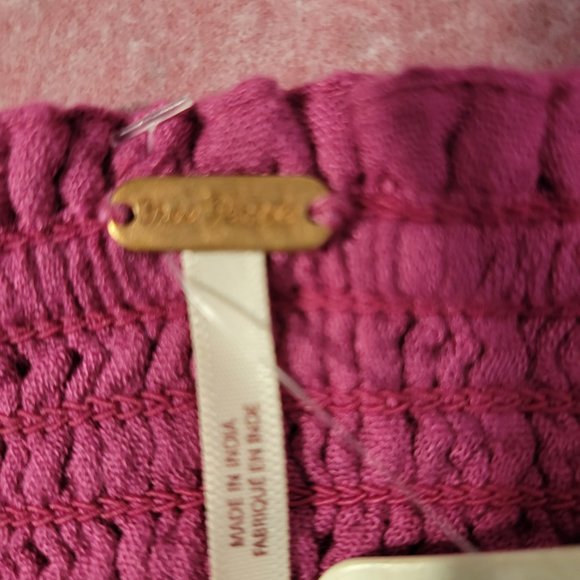 NWT Free People Seratonin Smocked Blouse Striped Raspberry Sherbert Size Medium - Picture 11 of 14
